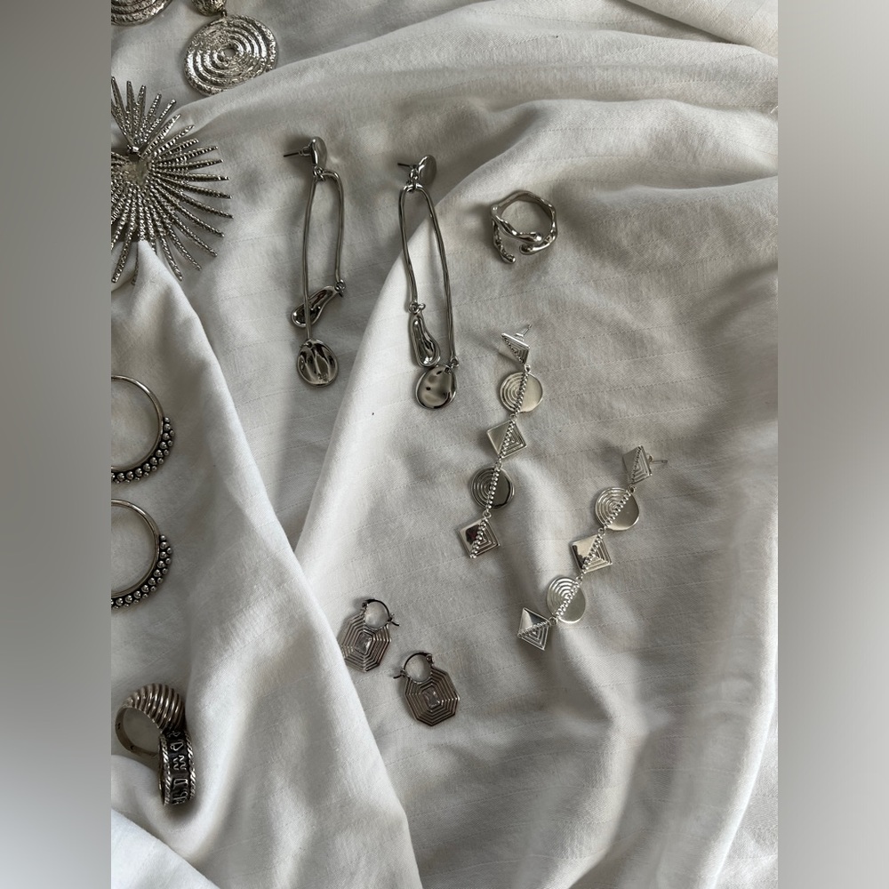 LUV AJ SILVER EARRINGS CULT GAIA 8 OTHER REASONS FREE PEOPLE ANTHROPOLOGIE BOHO - Picture 9 of 12